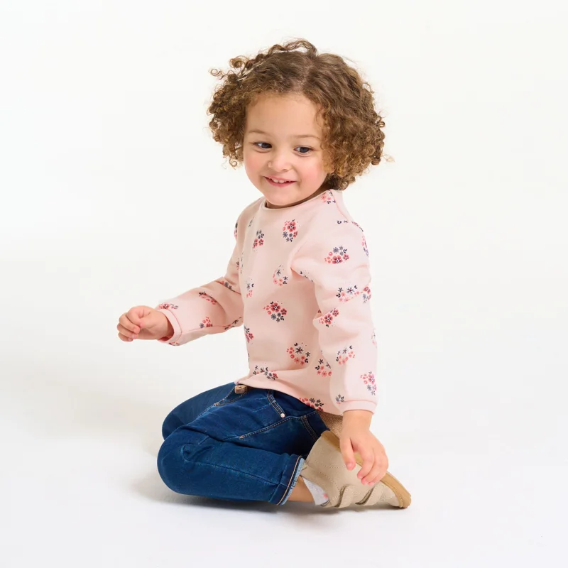 Sweat en molleton fleuri rose bébé fille Rose