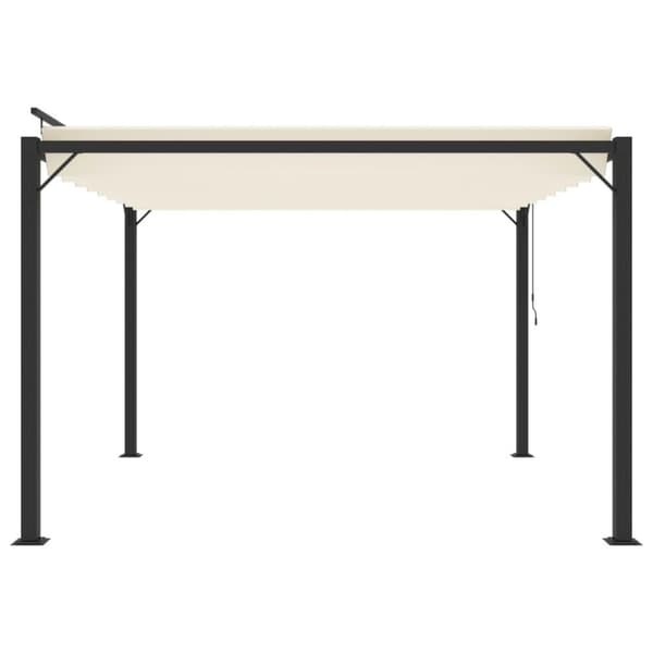 vidaXL Paviljong med lamelltak 3x3 m kremhvit stoff og aluminium