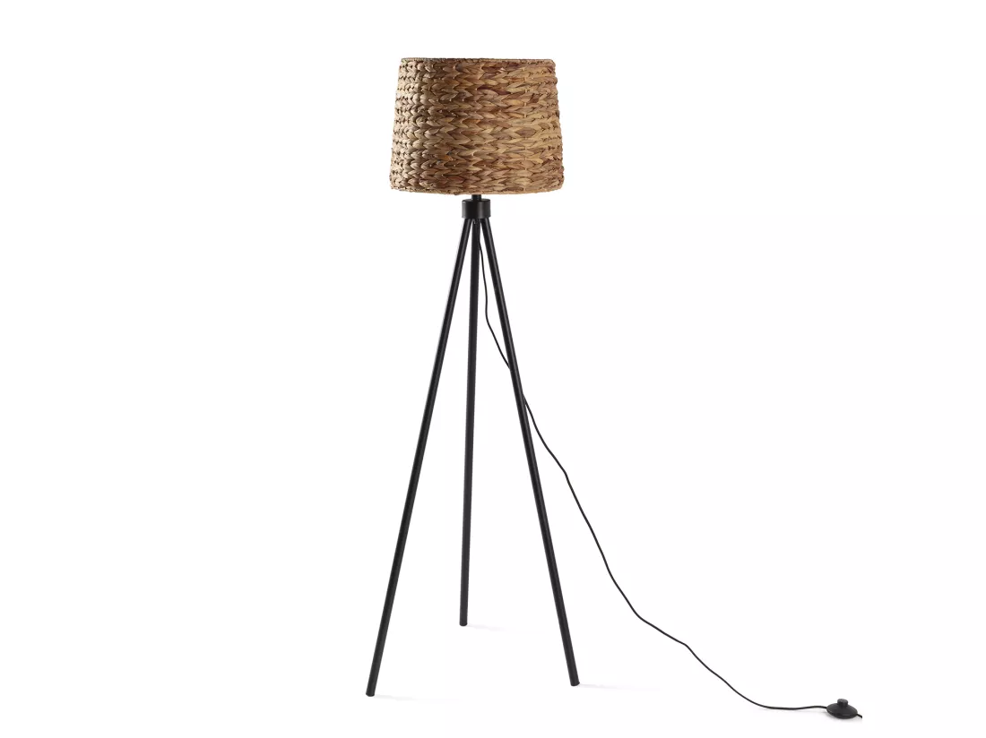 Lampadaire Kiomi en jonc de mer et métal, hauteur 144 cm