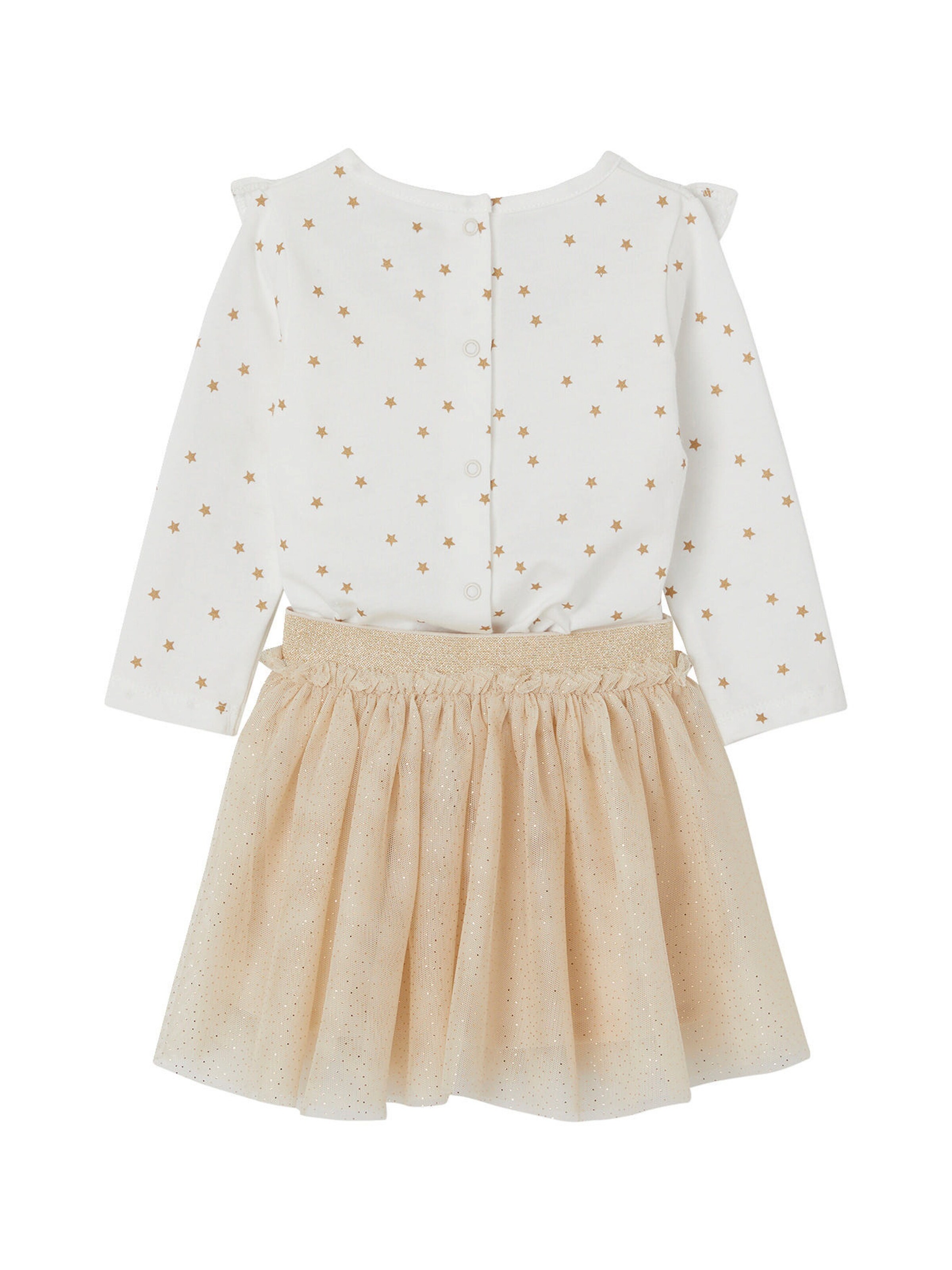 Vertbaudet Mädchen Baby-Set: Shirt mit Sternen & Glanzrock gold