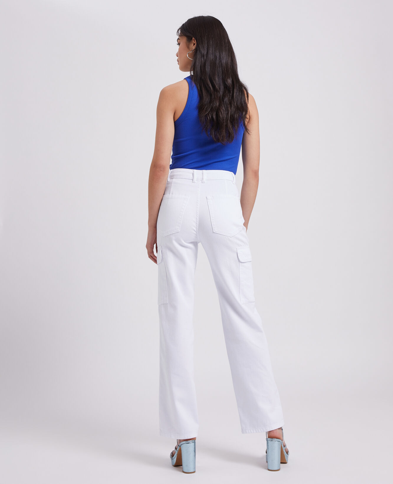 Jean cargo droit - Blanc
