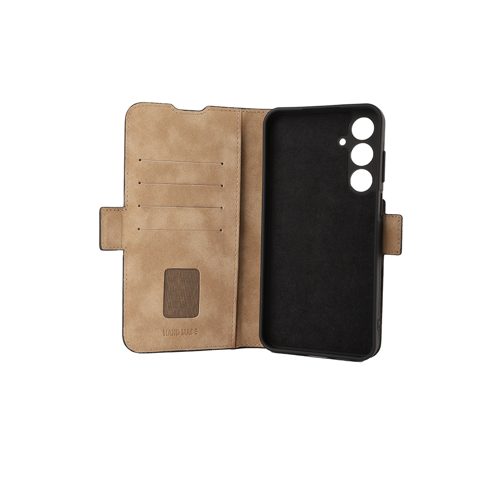 Samsung Galaxy S25  Plus Echtleder Tasche Flip Cover Hand Made (FABIOS25P-01) - Schwarz