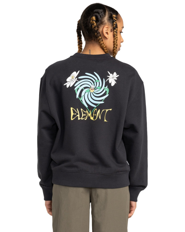 Element Swirl Flower Crew Women Off Black