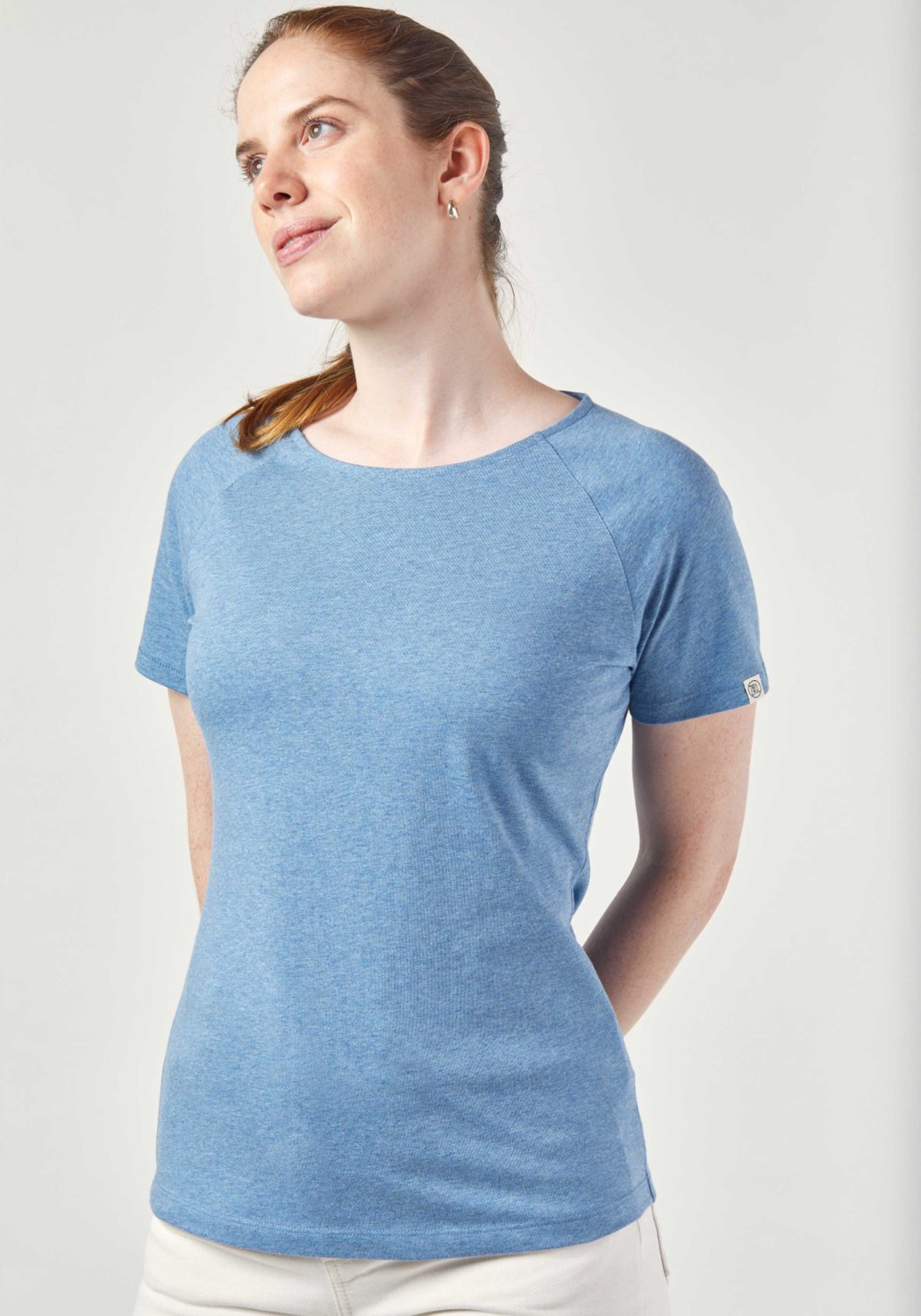 WE ARE ZRCL Damen Raglan T-Shirt Basic Melange Silver Blue