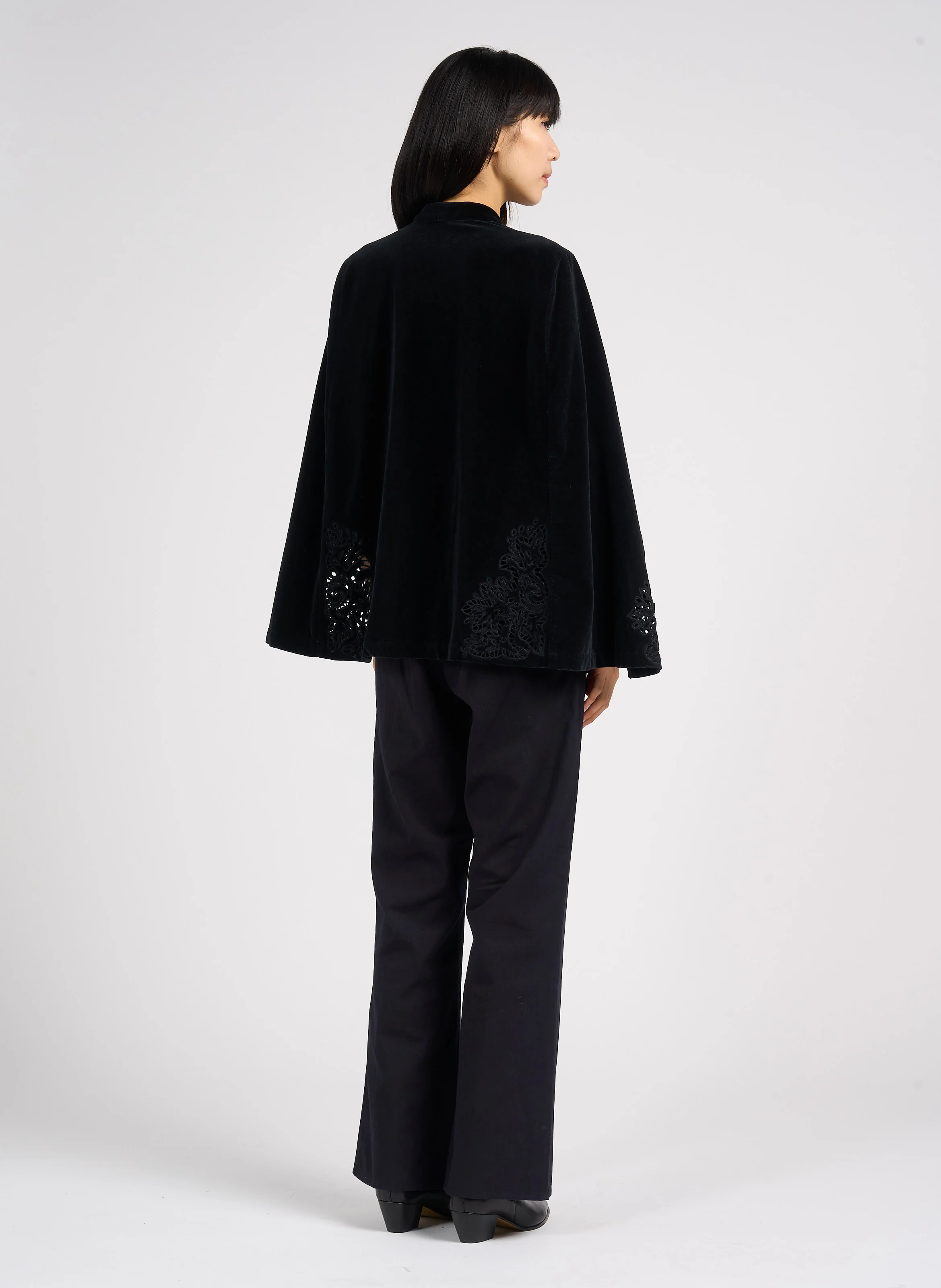 EGO - Pantalon droit brodé en coton | Noir