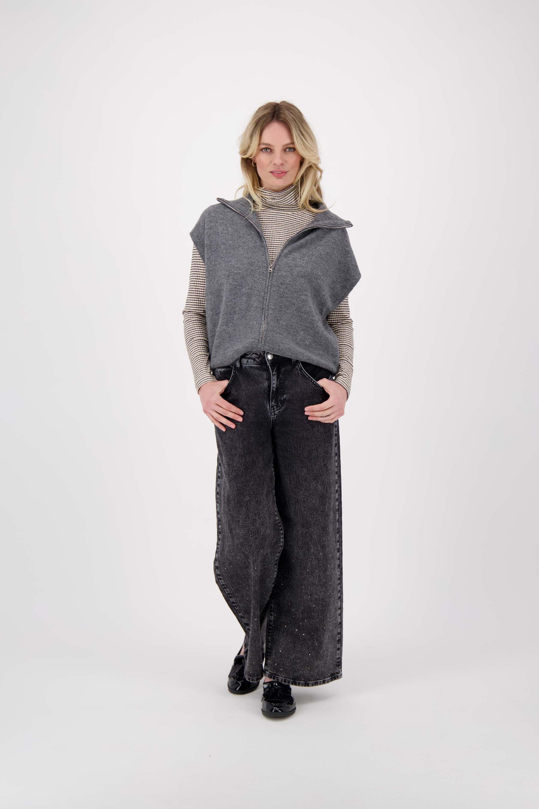 tricot kol met lurex streep