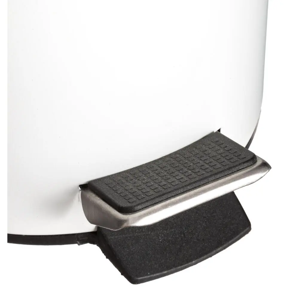 5Five Pedaalemmer - wit - metaal - 3 L - 25 cm - prullenbak
