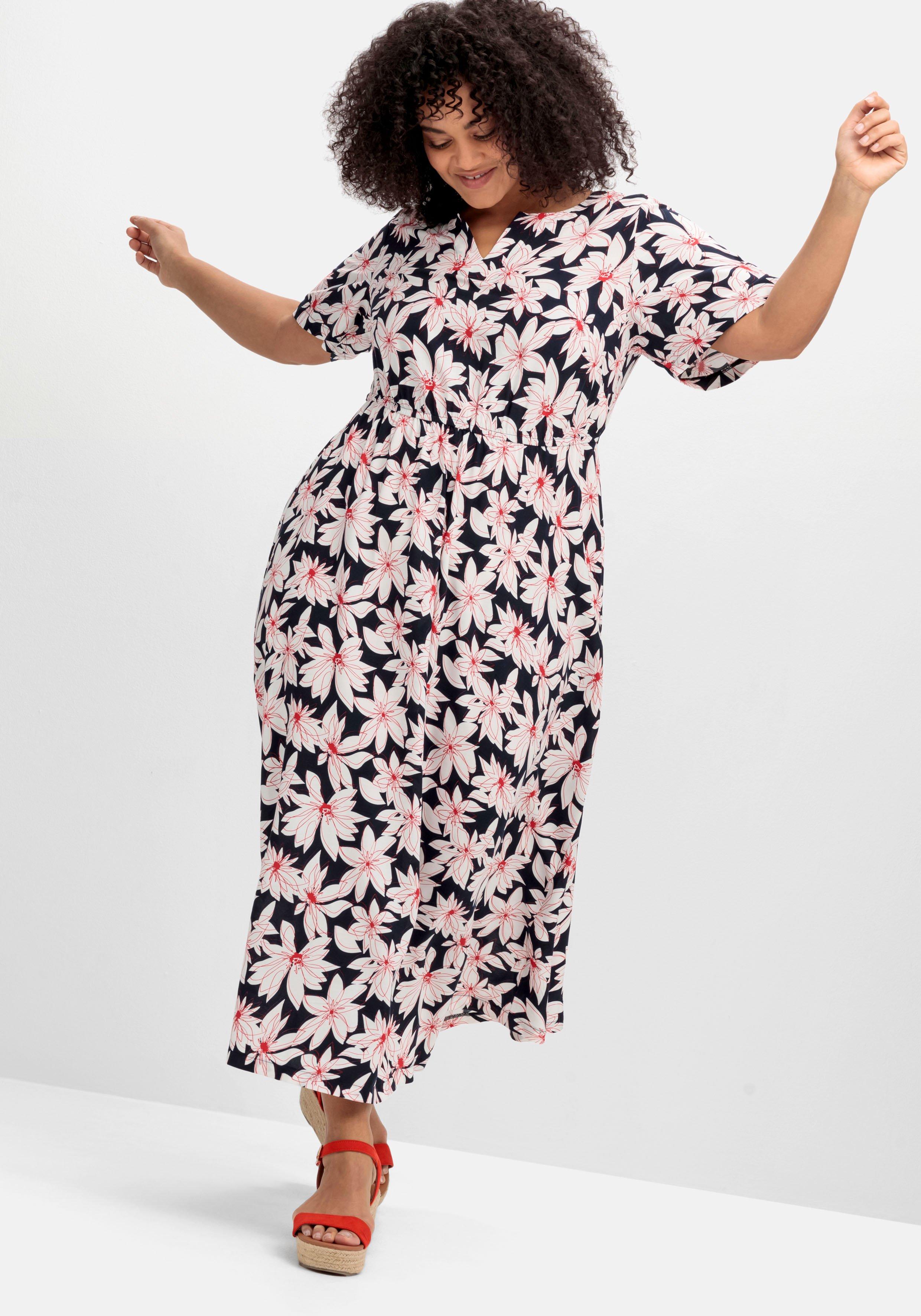 Maxikleid mit Blumenprint und Taillen-Bindeband