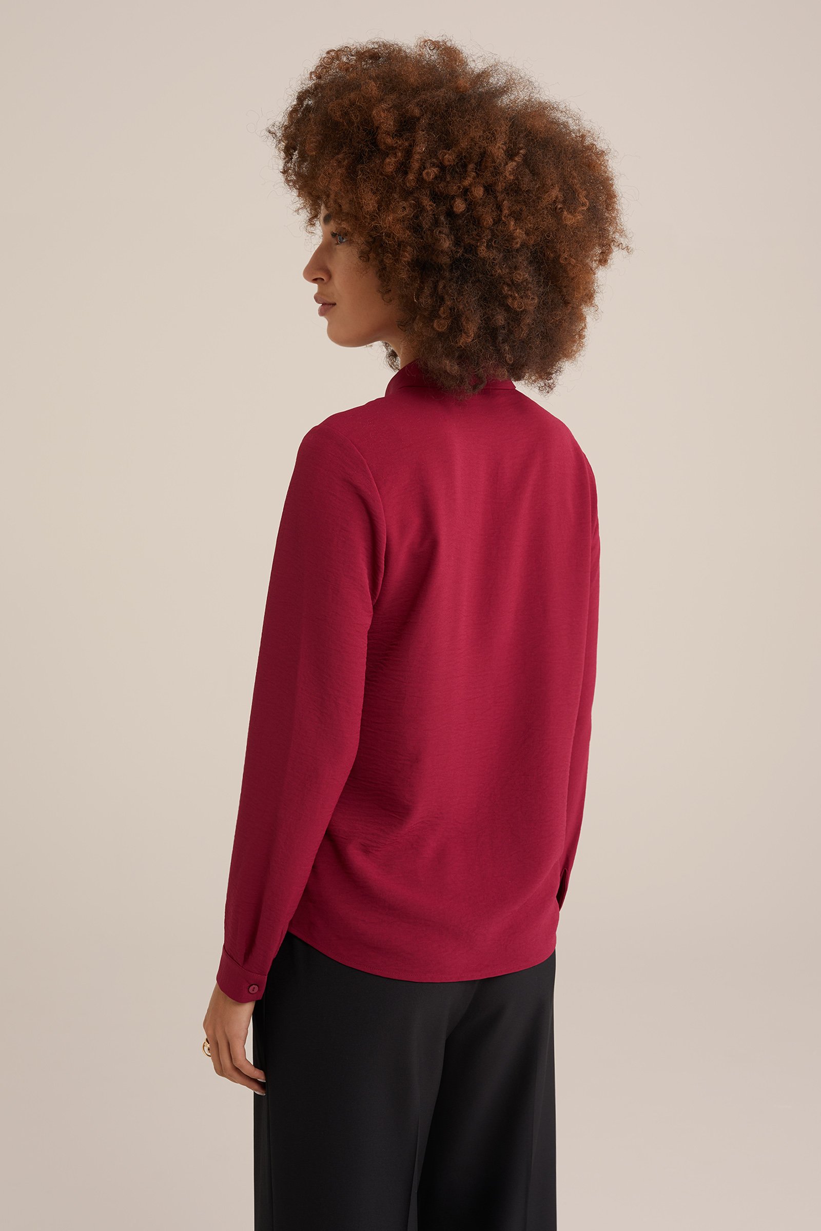 blouse met fijne structuur WE Fashion Bordeauxrood