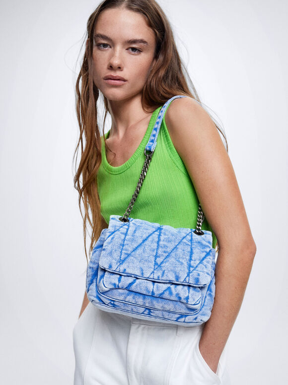 Bolsa de ombro em jeans - Azul