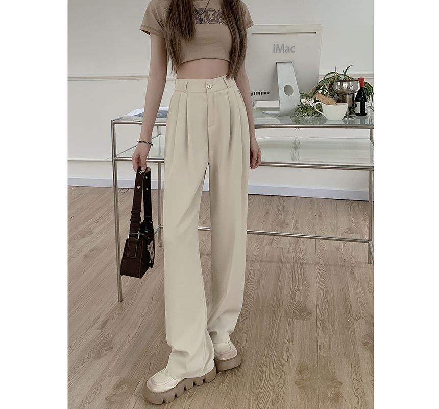 Moon City - Hoge taille effen wijde broek