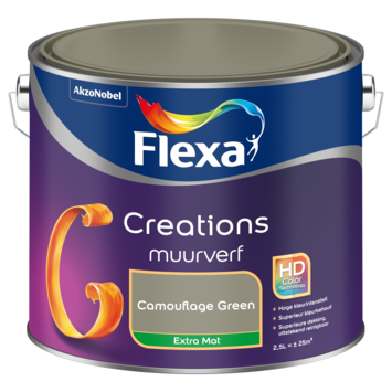 Flexa Creations muurverf extra mat camouflage green 2,5 liter