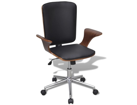 VIDAXL - Chaise de bureau rotative en bois cintré avec revêtement en...