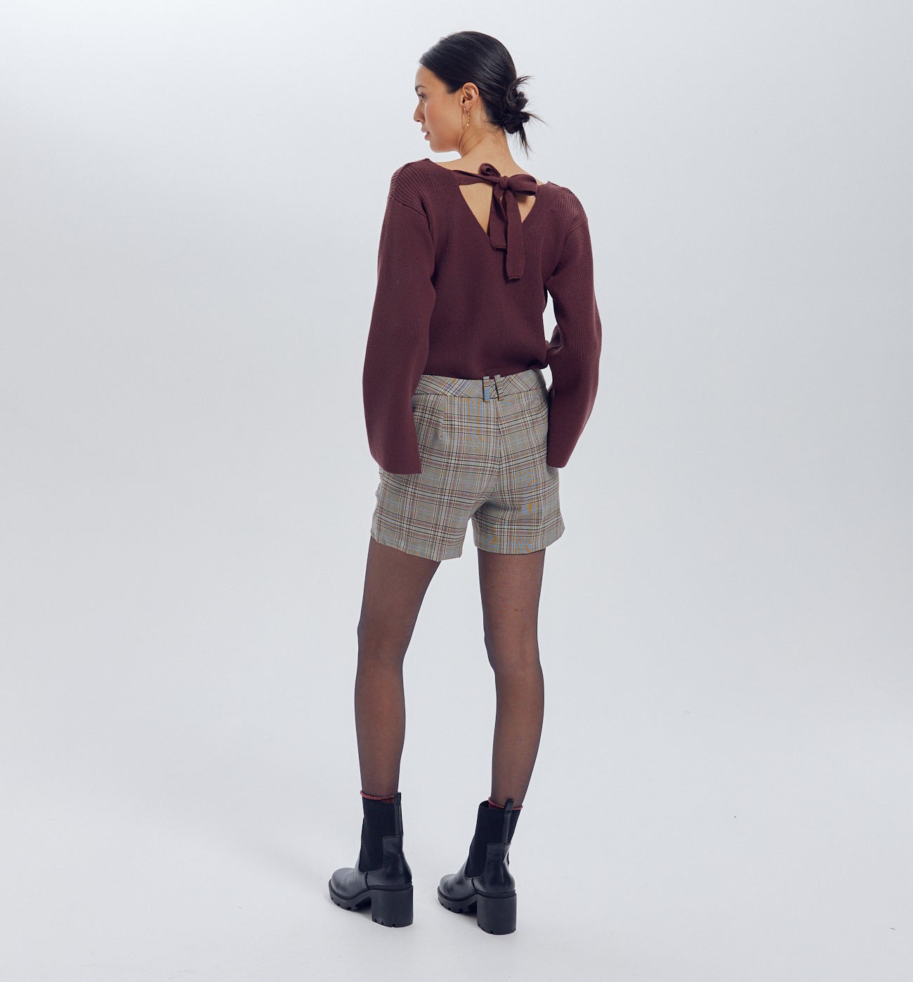 Short chic à carreaux Femme - Carreaux gris