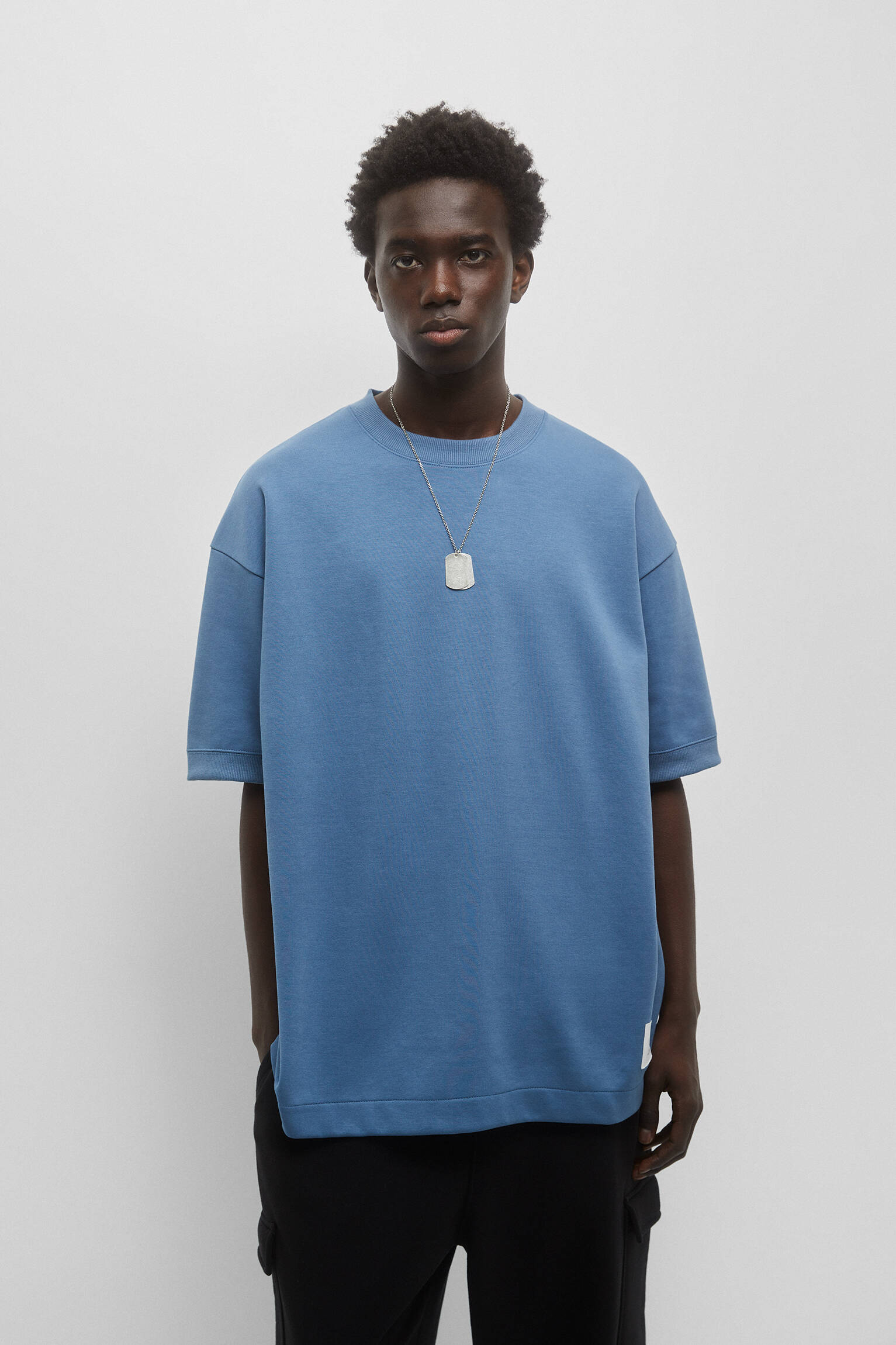 CAMISETA DE MOLETOM INTERLOCK - AZUL CLARO