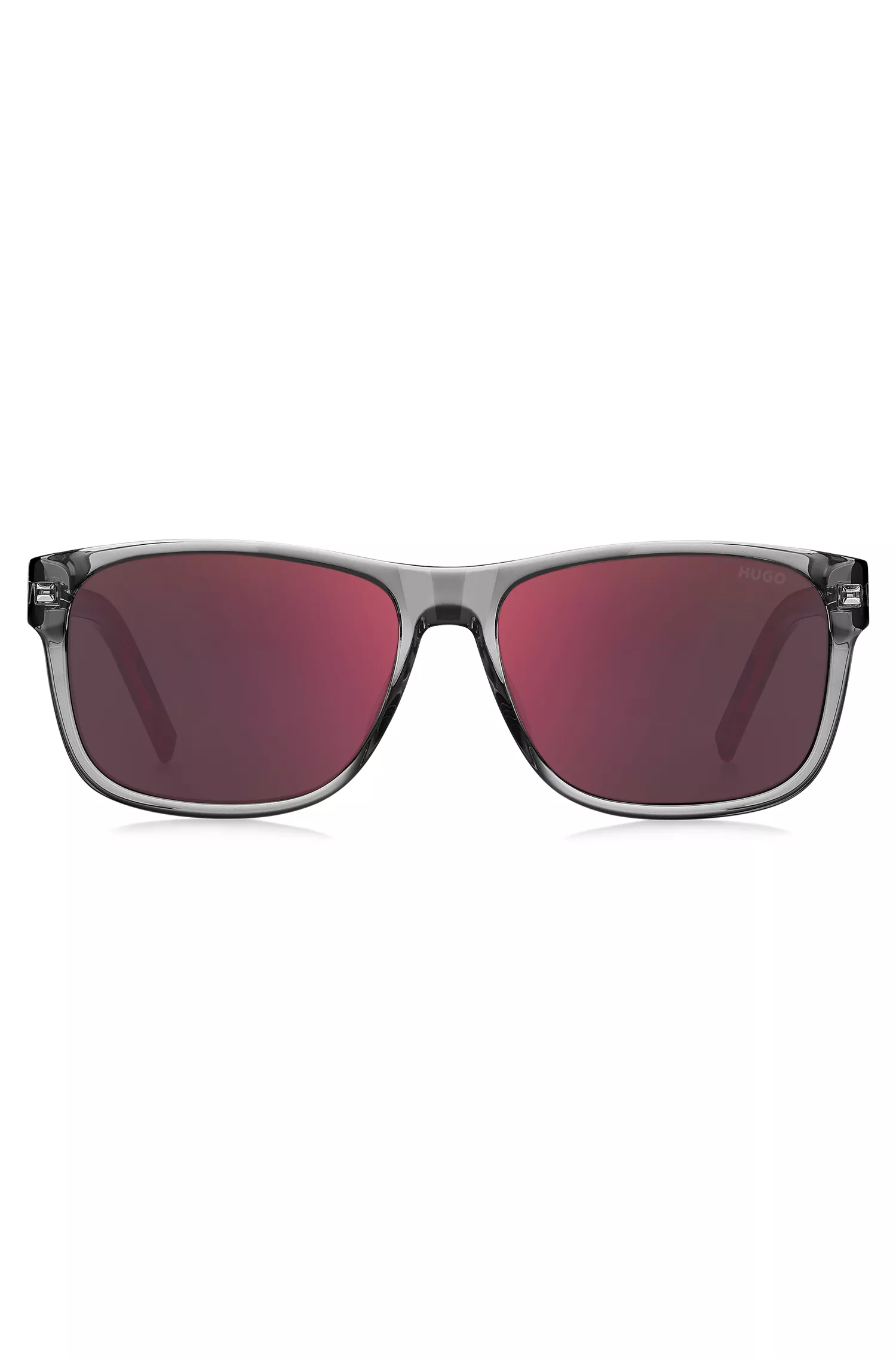 Óculos de sol HUGO Red-Transparent-acetato em cinza e vermelho