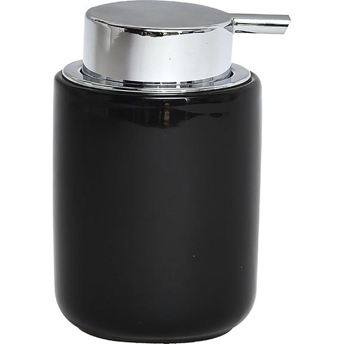 DISTRIBUTEUR A SAVON DOLOMITE ROND POMPE CHROME NOIR