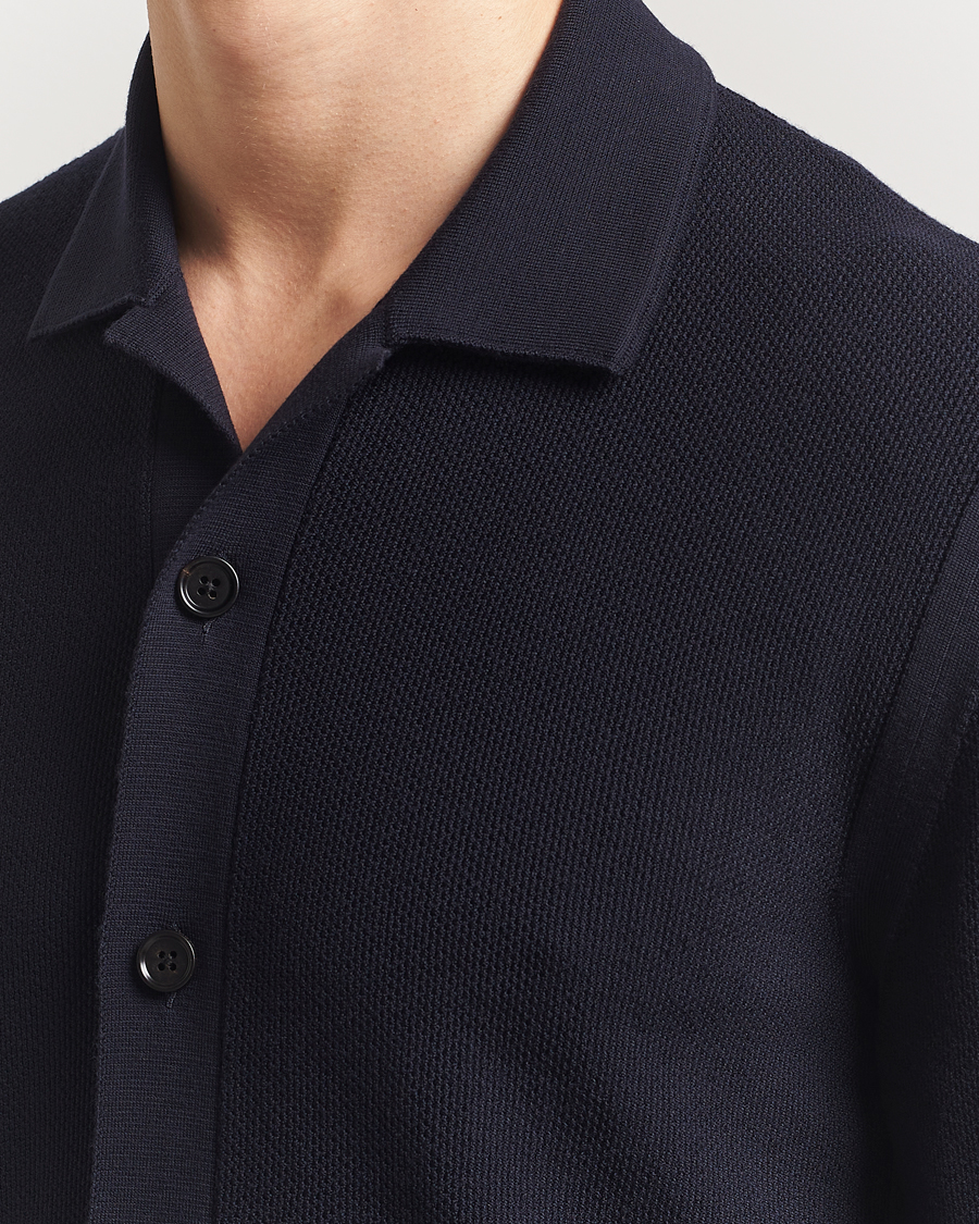 Zegna Structured Wool Cardigan Navy