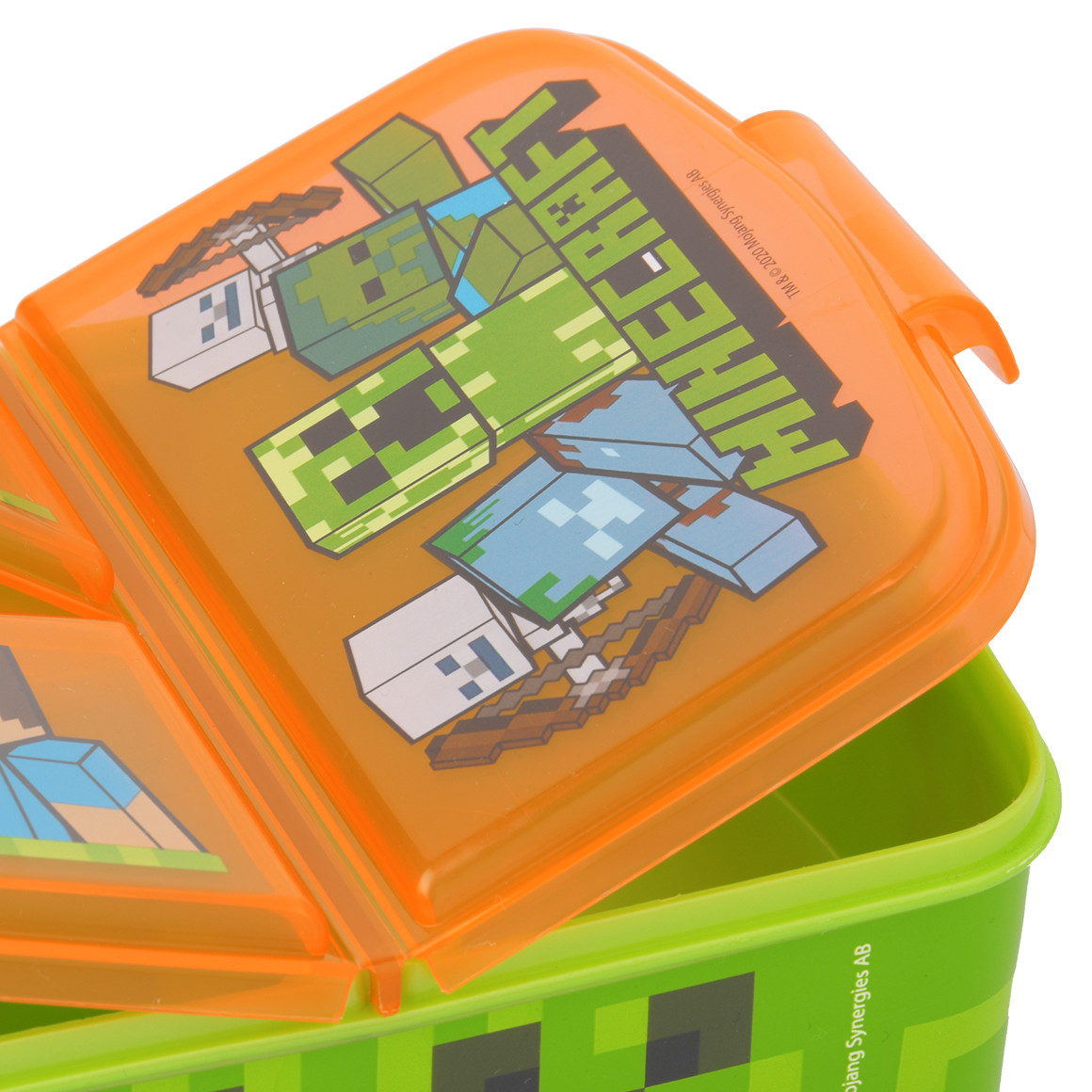 Topolino Minecraft Brotdose mit 3 Fächern grün / orange