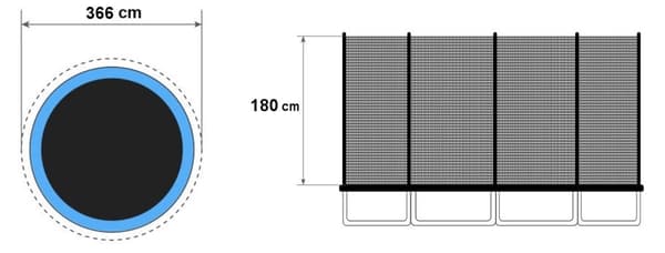 Trampolinenett 12 fot, Vanntett PE-materiale