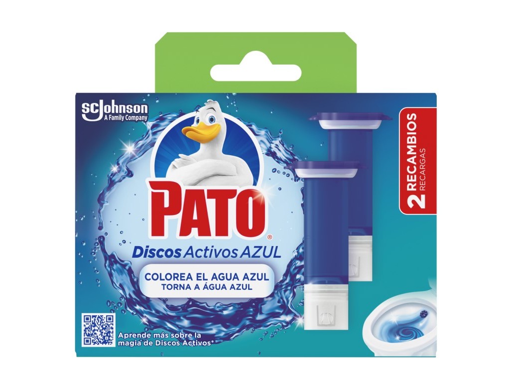 BLOCO SANITÁRIO DISCOS PATO RECARGA ÁGUA AZUL 2X36ML