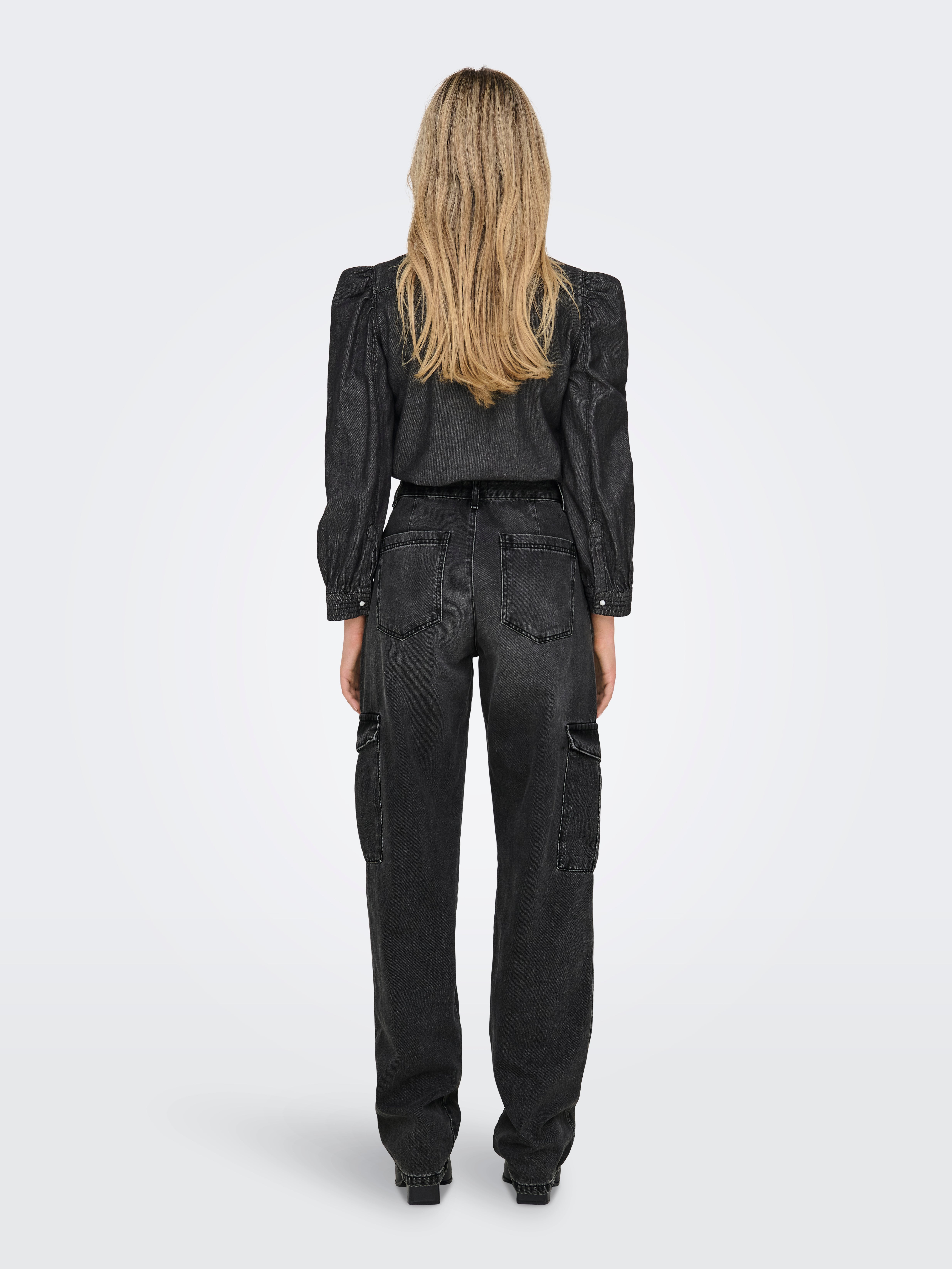 ONLJUNE Hohe Taille Gerade geschnitten Jeans Washed Black