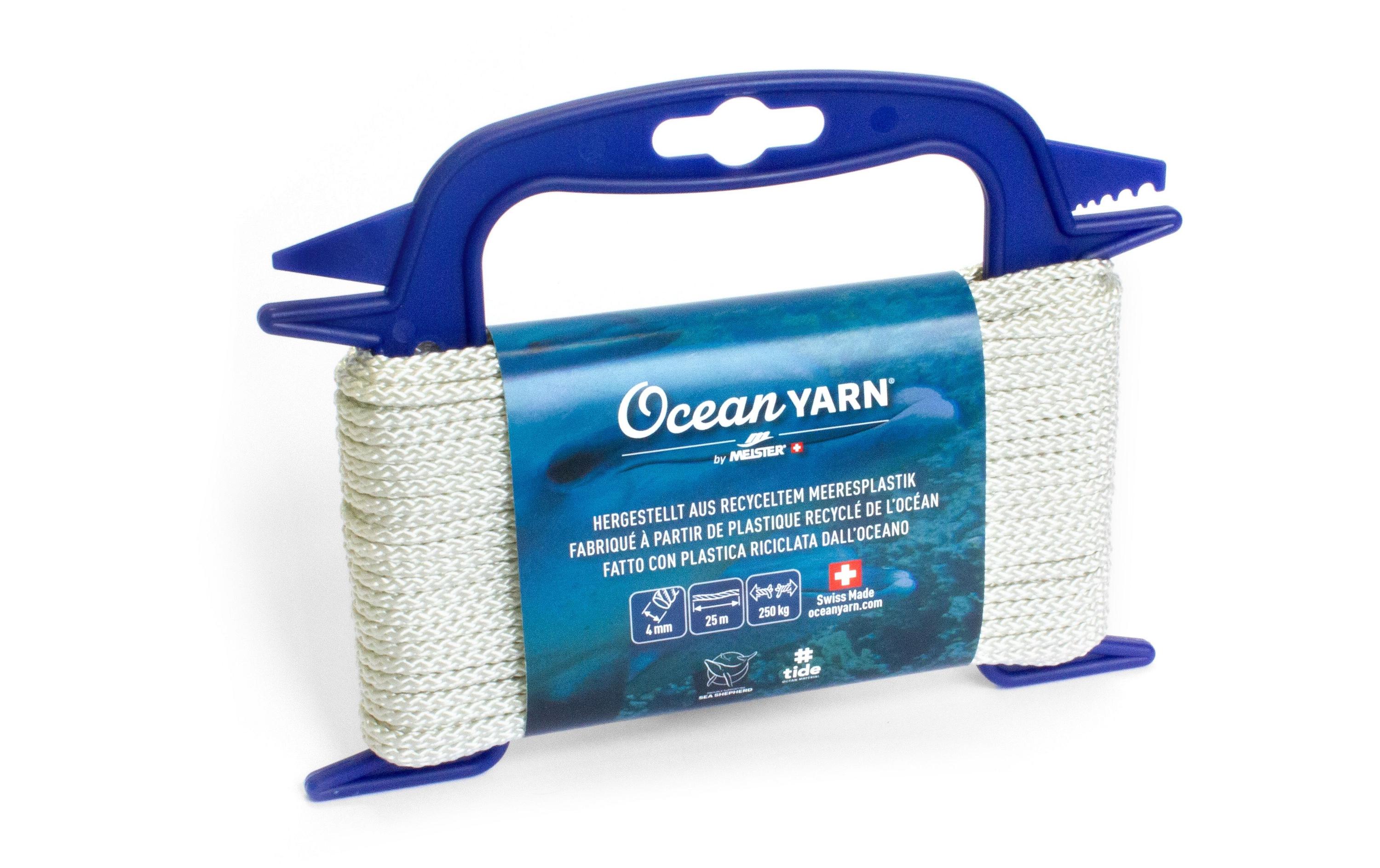 Seil OceanYarn Ø 4 mm, 25 m, 250 kg, WeissNormalgeflochtenes Seil aus recyceltem Kunststoff