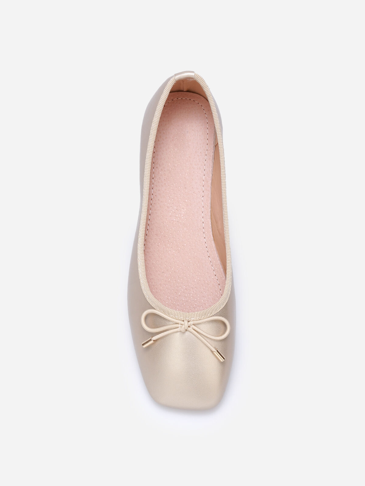 Ballerines à bout carré et nœud- Doré