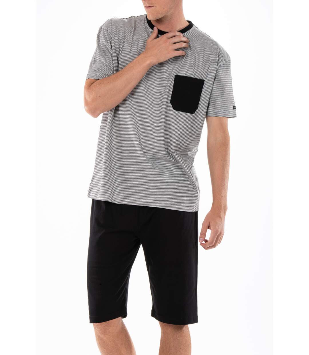 Pyjashort à fines rayures PYJA4 NOIR