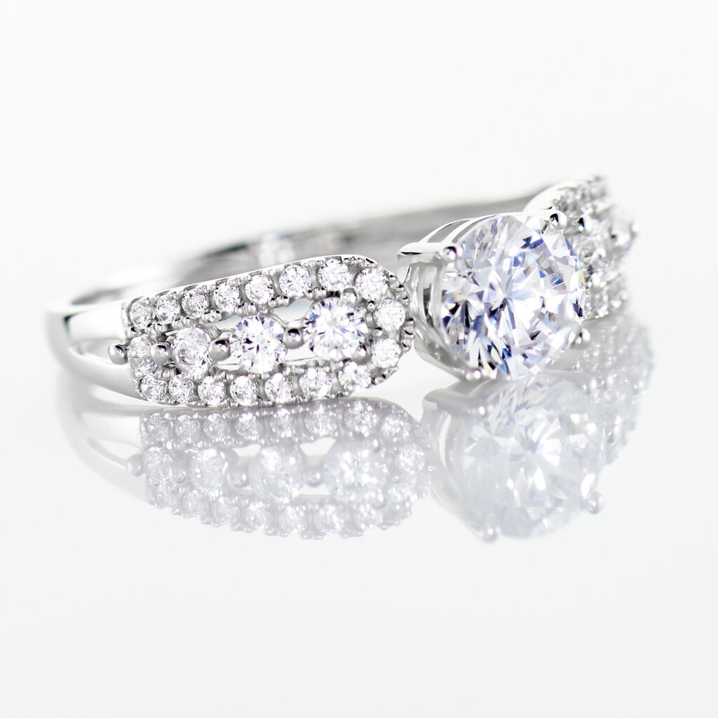 Bague Solitaire Sarah Or Blanc Oxyde De Zirconium