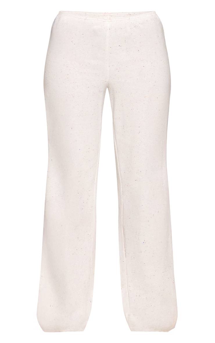 Blanc Pantalon Taille Basse Moucheté Petite