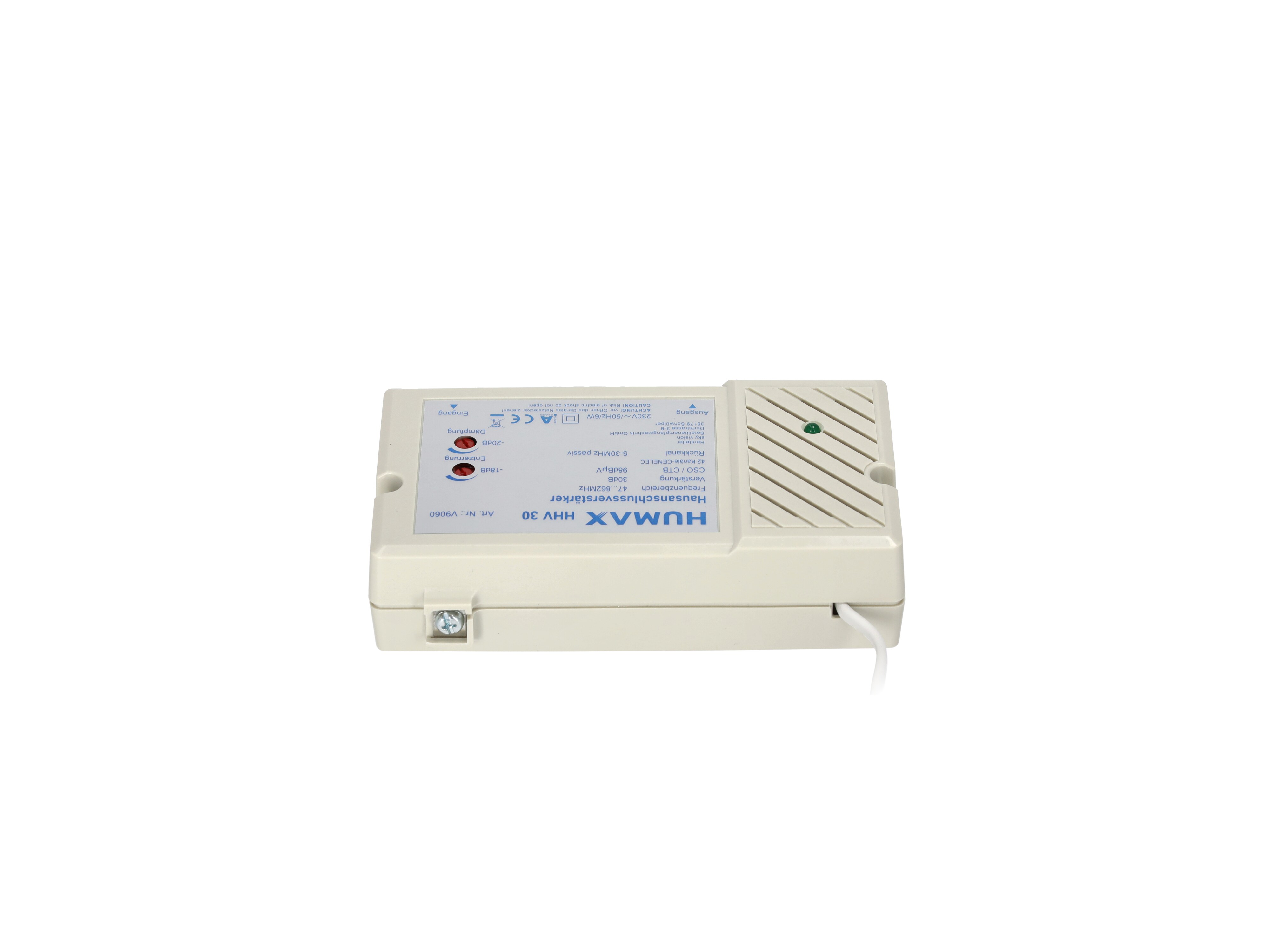 Humax Hausanschlussverstärker, Rauschmaß 7,5 dB, Verstärkung 30 dB