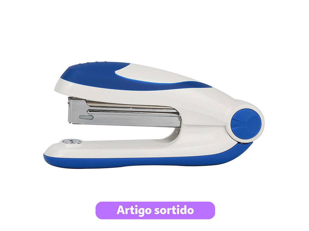 CONJUNTO DE MINI AGRAFADOR N.10 AUCHAN E CAIXA COM 400 AGRAFOS CORES SORTIDAS
