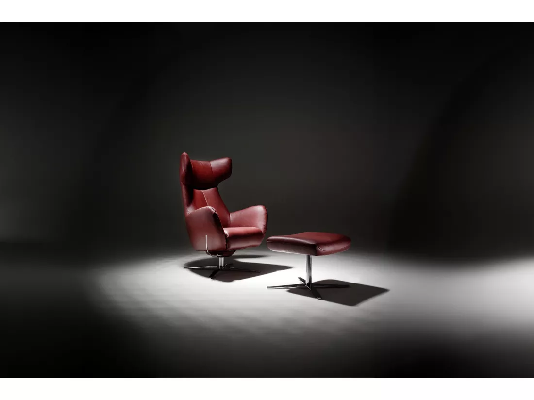 Fauteuil - Rouge cuir - RANDY