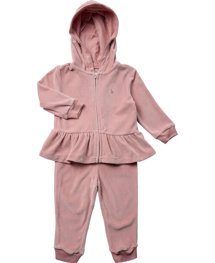 Polo Ralph Lauren Velour Hoodie & Jogger Pant Set Tickled pink