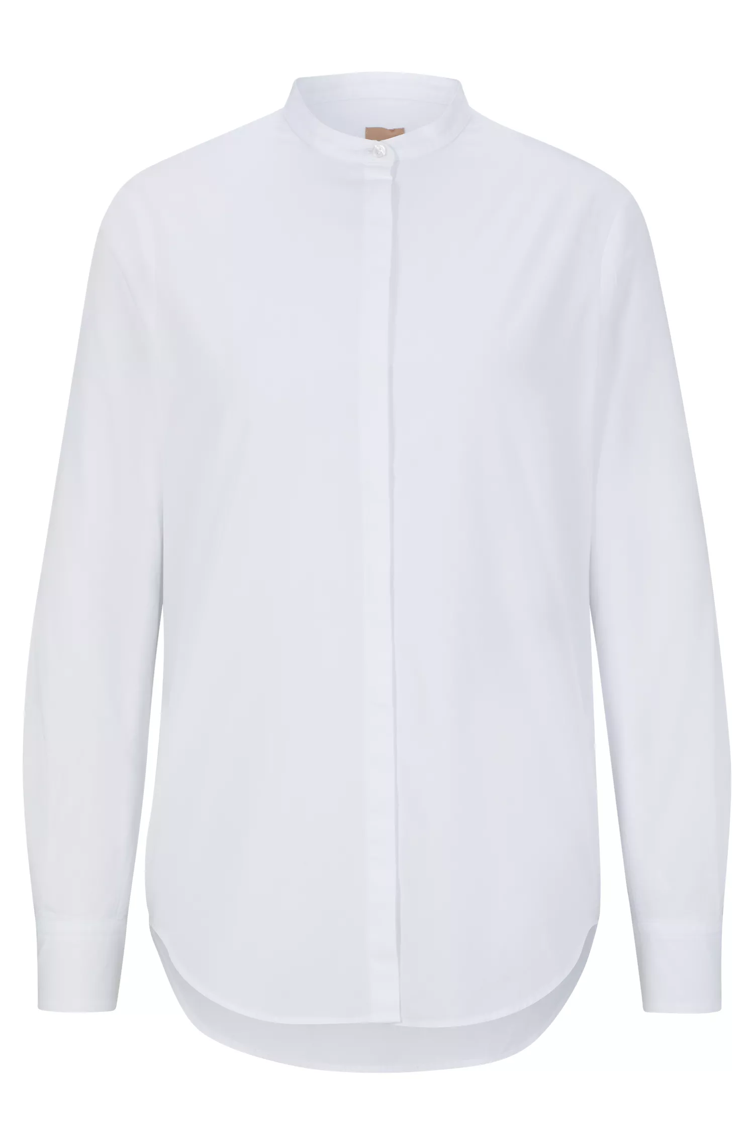 Blusa BOSS preta de modelagem relaxada em mistura de algodão orgânico.