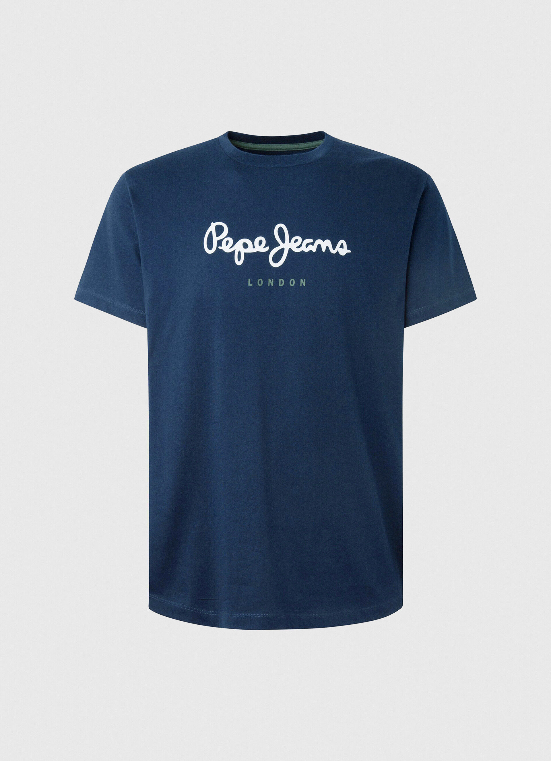 Camiseta de algodão com logotipo estampado - azul marinho