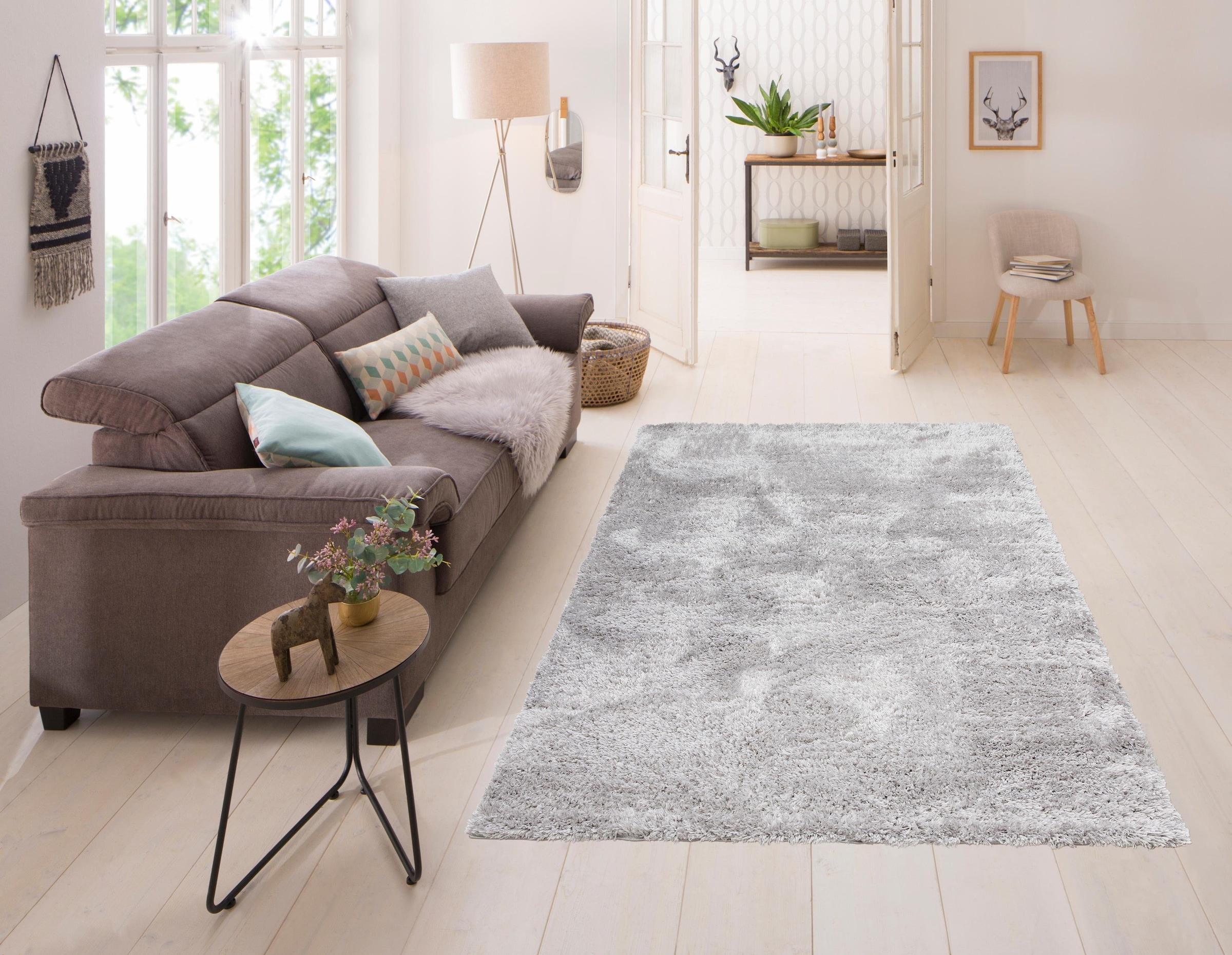 my home Hochflor-Teppich »Boldo« rechteckig 50 mm Höhe besonders weich durch Microfaser, Shaggy Teppich