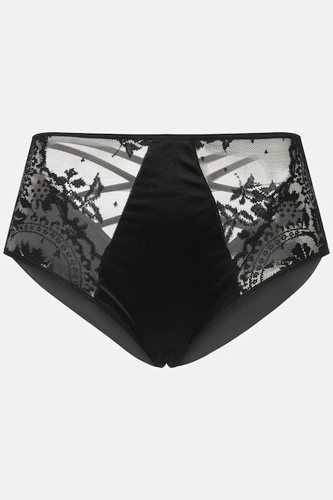 High waist Slip, Ouvert Öffnung, Satin und Spitze
