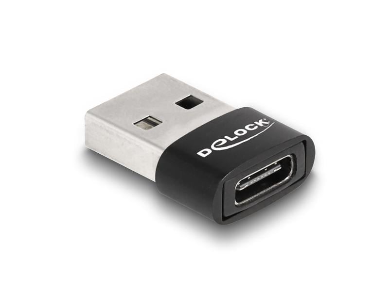 Delock USB 2.0 Adapter USB-A Stecker - USB-C Buchse Delock USB 2.0 Adapter USB Typ-A Stecker zu USB Type-C Buchse schwarz