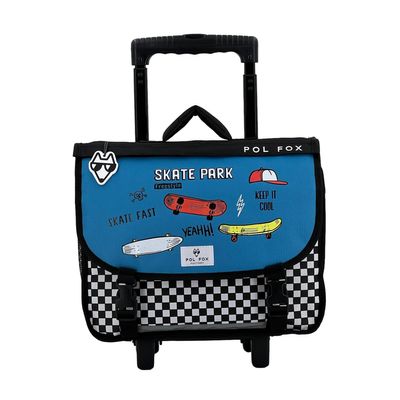 Cartable réversible à roulettes Skate 38 cm - 2 compartiments - Pol Fox