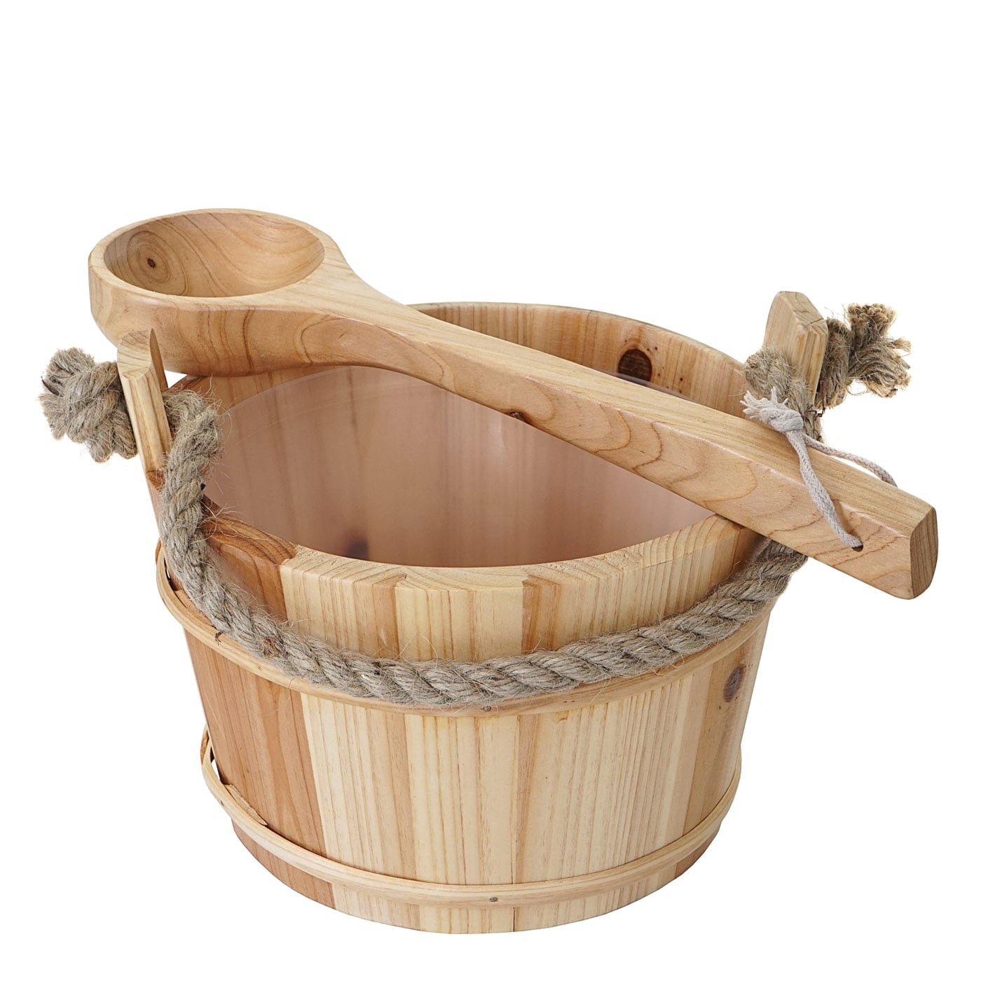 Saunakübel mit Einsatz MCW-B26, Saunazubehör Saunaeimer Saunakelle Aufguss, Kiefernholz 3,5 L