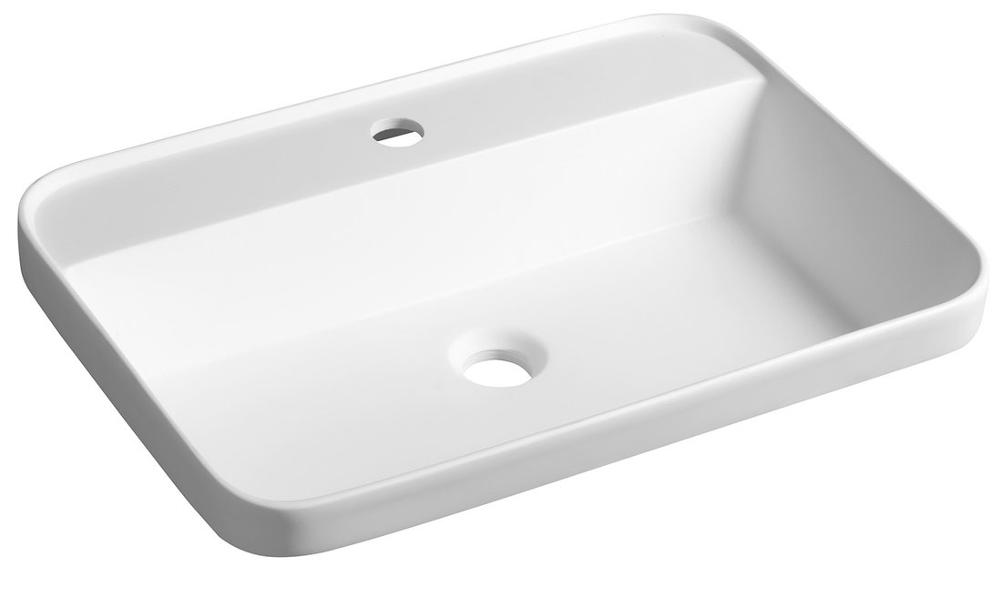 Sapho Brahea waskom 55x40cm solid surface wit mat met kraangat
