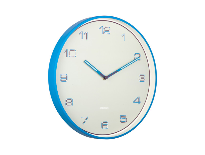 Wall Clock Lined Numbers KA6013BB Bright blue