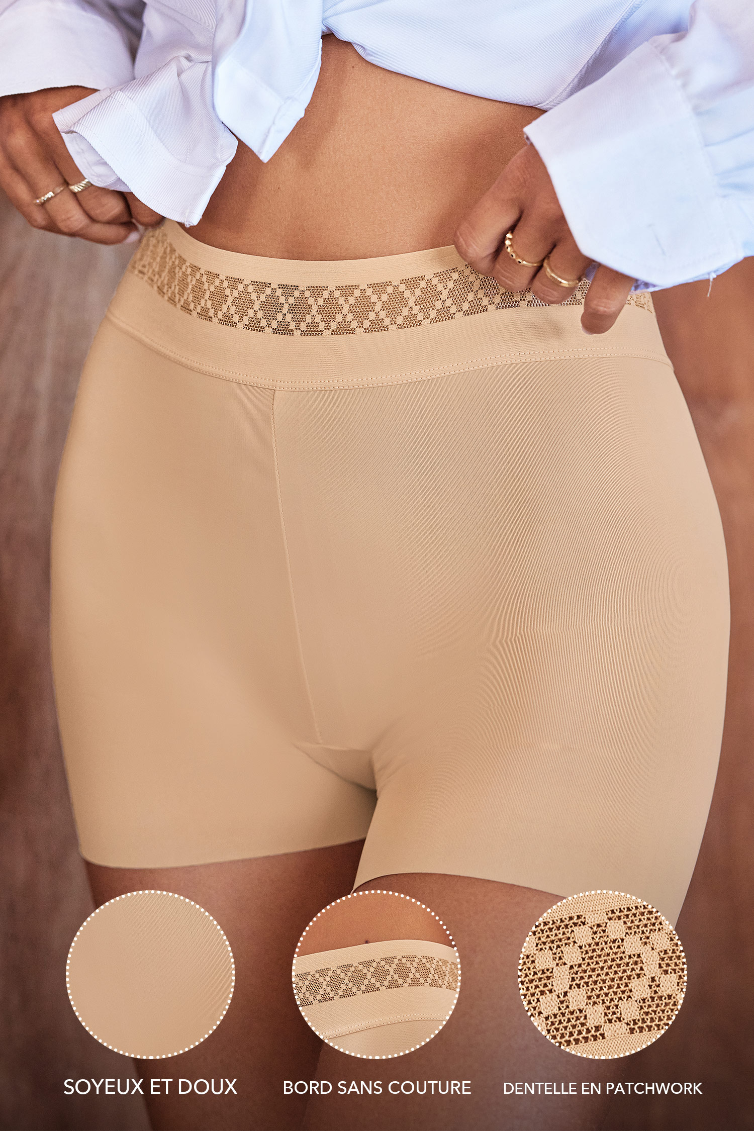 Short d'entraînement taille haute nude