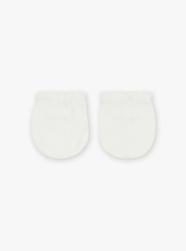 Moufles de naissance écrues en coton biologique