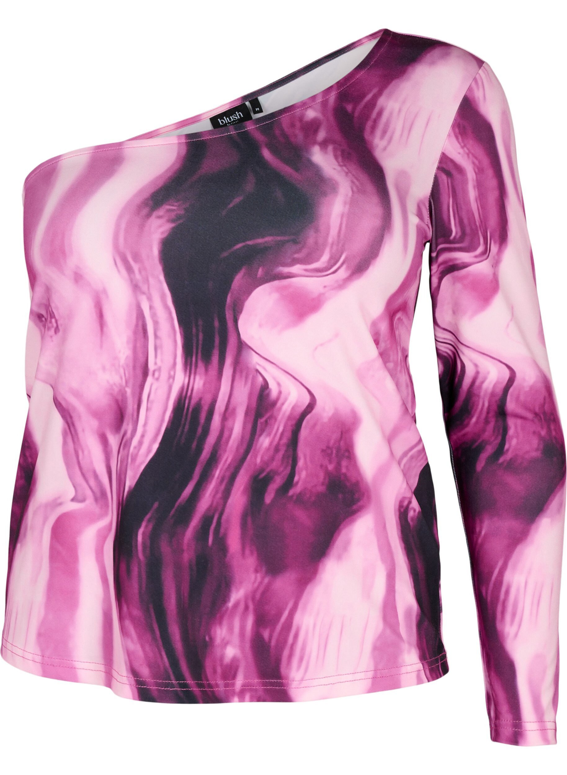 One-shoulder bluse med print