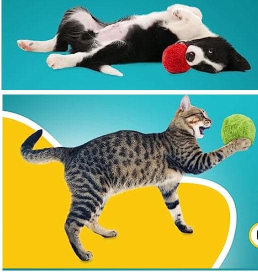 Automatisk bevegelig rulleball for hund og katt med 4 deksler
