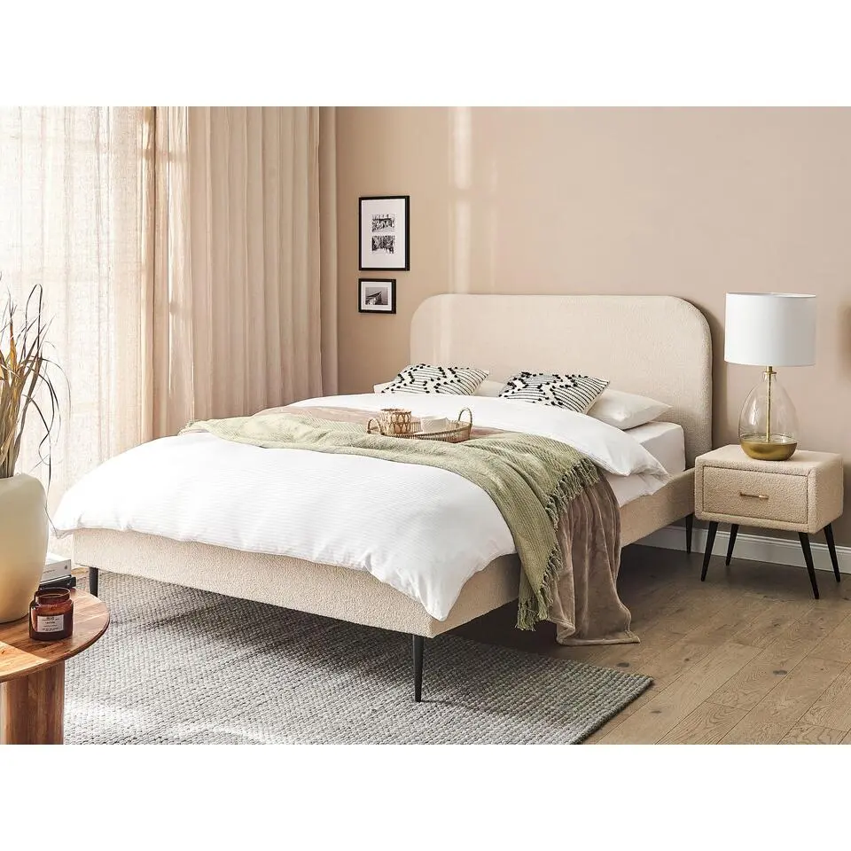 FLAYAT - Tweepersoonsbed - Beige - 140 x 200 cm - Bouclé
