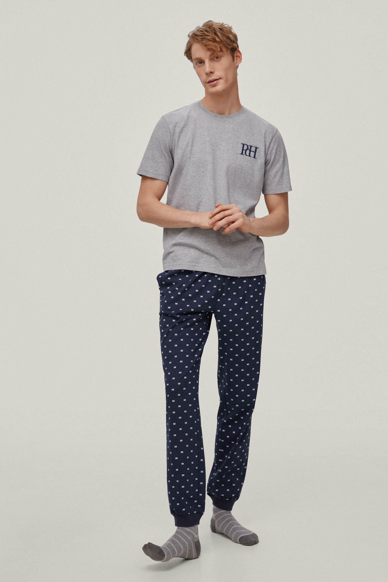 Conjunto de pijama de malha - Cinza